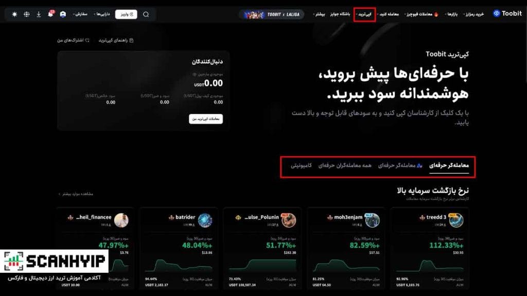صرافی توبیت فارسی Toobit Persia برای ایرانیان 20 کپی ترید توبیت