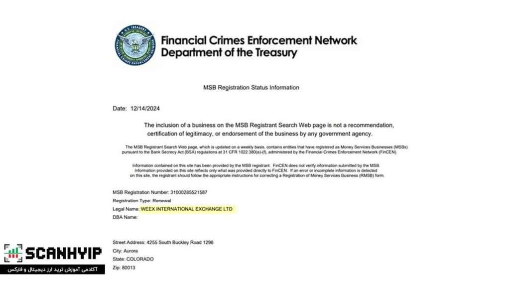 صرافی ویکس (WEEX) برای ایرانیان با صندوق ضمانت 1k بیت کوین 4 مجوز MSB آمریکا (FinCEN) صرافی ویکس