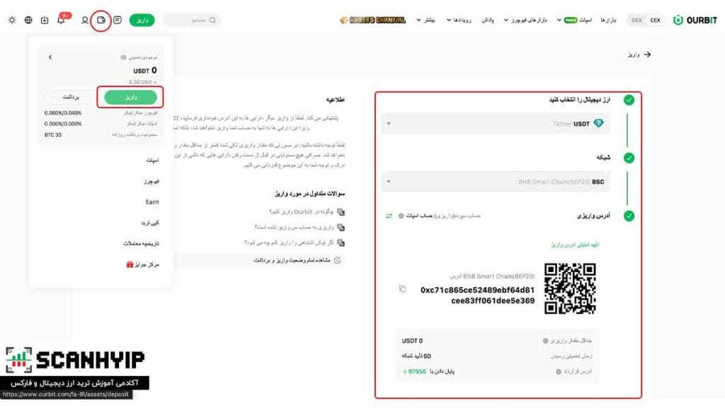 صرافی اوربیت Ourbit برای ایرانیان با اهرم X500 16 آموزش واریز به صرافی اوربیت