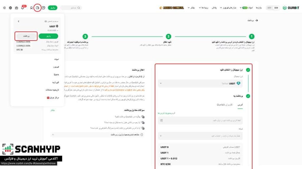 صرافی اوربیت Ourbit برای ایرانیان با اهرم X500 17 آموزش برداشت ارز دیجیتال از اوربیت