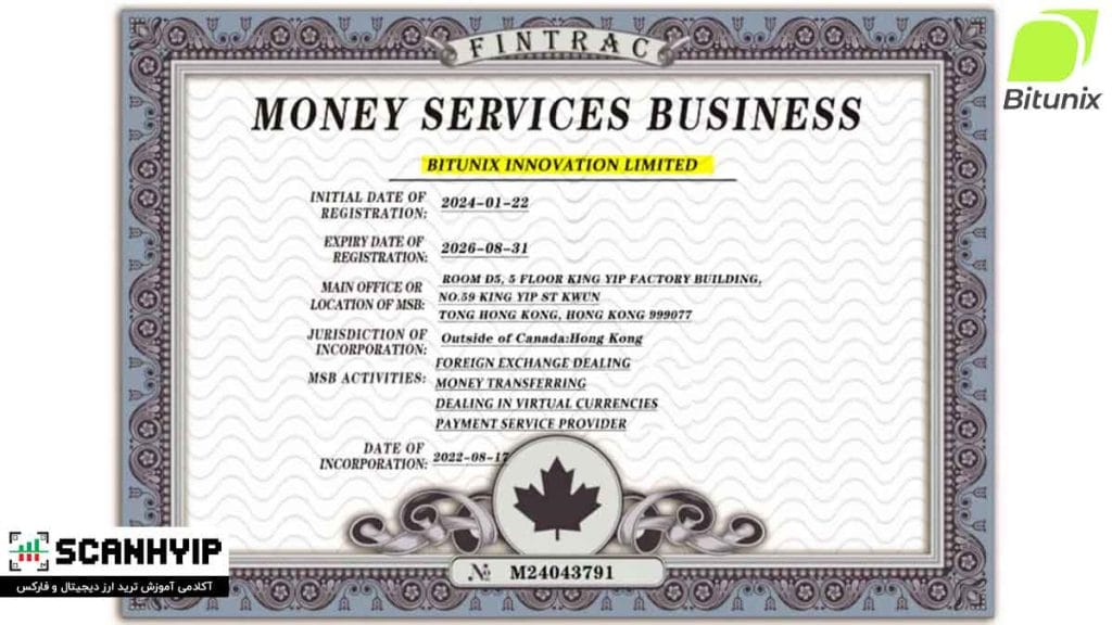 مجوز MSB کانادا بیت یونیکس