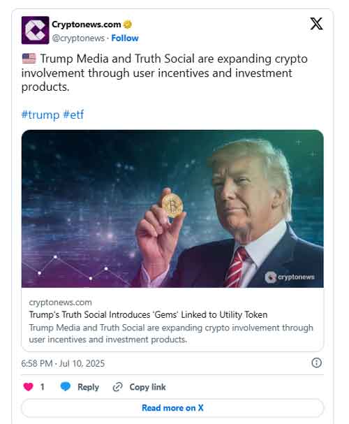ترامپ مدیا توکن اختصاصی را کنار گذاشت؛ همکاری با $CRO کلید خورد