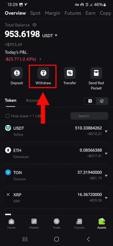 نحوه برداشت از صرافی ایکس تی