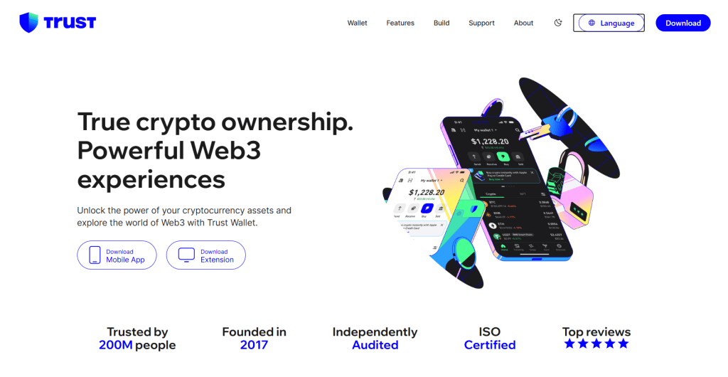 ظاهر کیف پول تراست ولت (Trust Wallet)