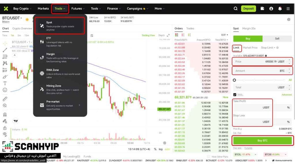 صرافی ایکس تی XT بهترین صرافی ارز دیجیتال خارجی برای ایرانیان 16 آموزش معامله در بخش اسپات Spot صرافی XT