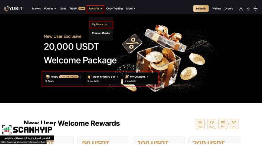 بونوس صرافی یوبیت Yubit 2 مشاهده رویدادهای صرافی Yubit