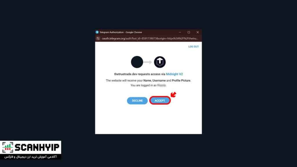 ثبت‌نام با تلگرام در thetruetrade اجازه دادن به تلگرام